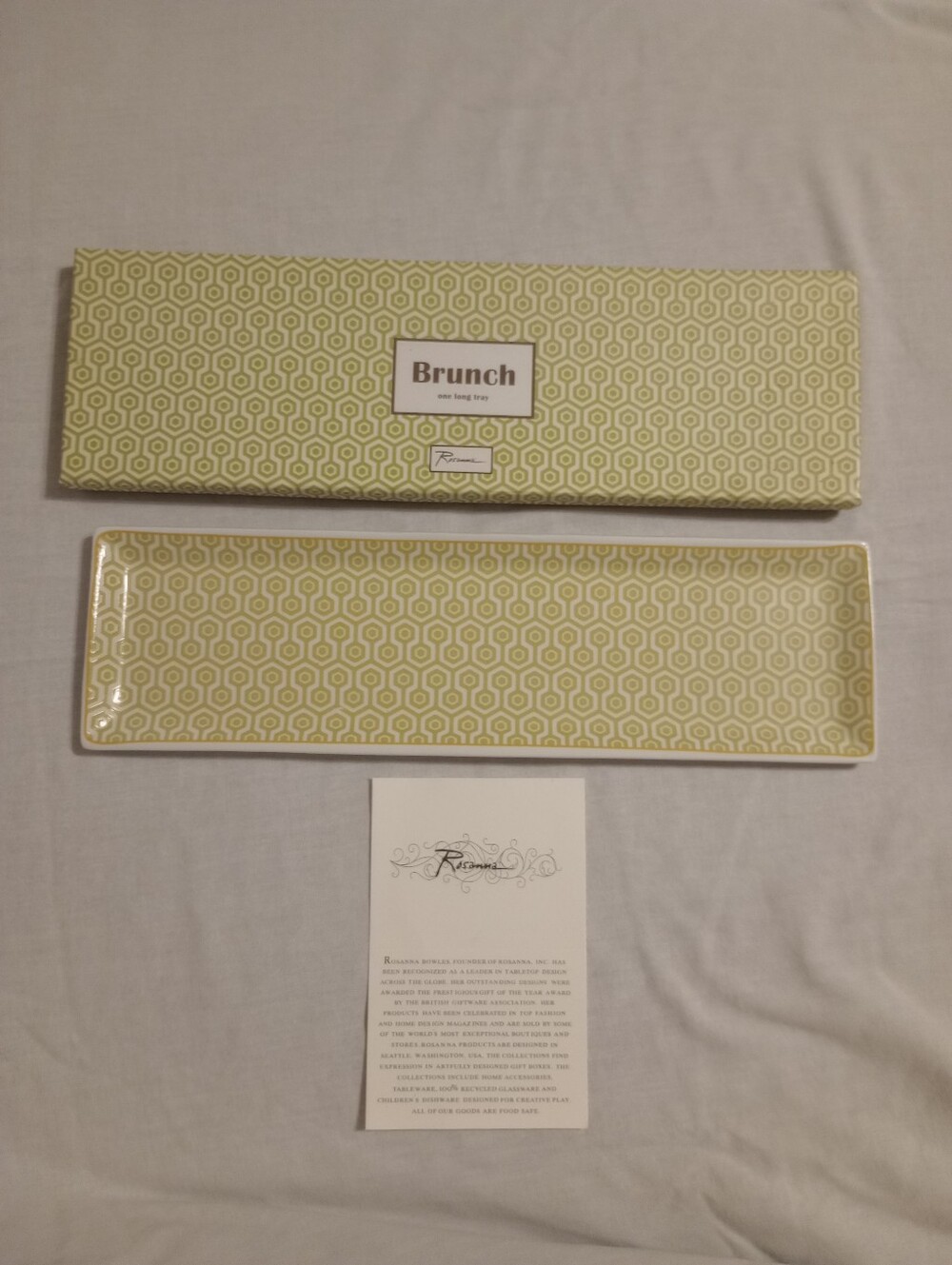 "Brunch One Long Tray" Serving Tray By Rosanna Inc - New In Gift Box